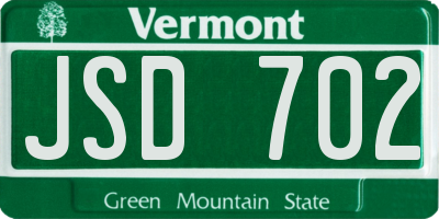 VT license plate JSD702