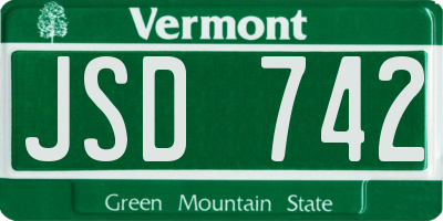 VT license plate JSD742