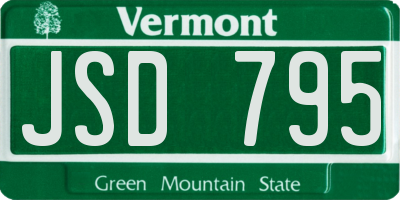 VT license plate JSD795