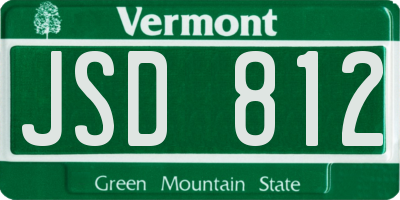 VT license plate JSD812