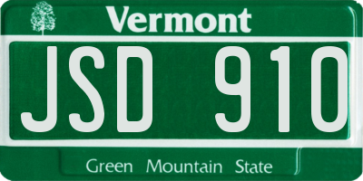 VT license plate JSD910