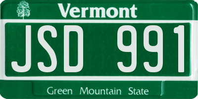 VT license plate JSD991