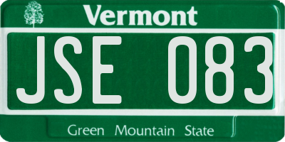 VT license plate JSE083