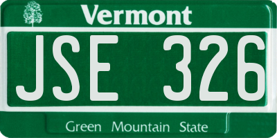 VT license plate JSE326