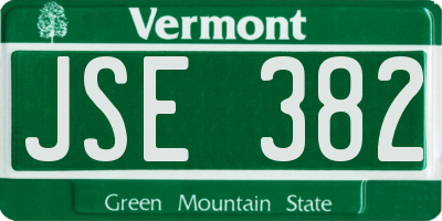 VT license plate JSE382