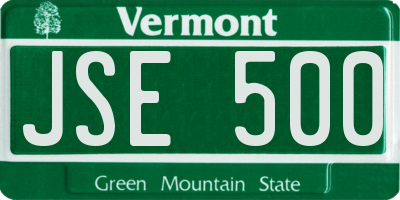 VT license plate JSE500