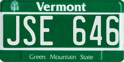 VT license plate JSE646