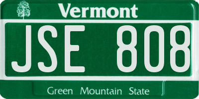 VT license plate JSE808