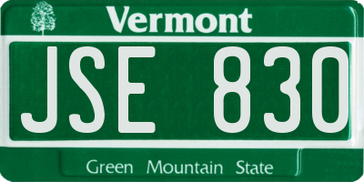 VT license plate JSE830