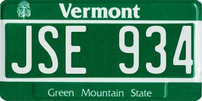 VT license plate JSE934