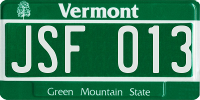 VT license plate JSF013
