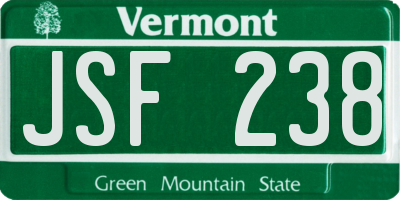 VT license plate JSF238