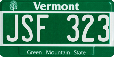 VT license plate JSF323