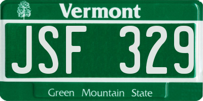 VT license plate JSF329