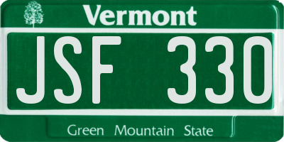 VT license plate JSF330