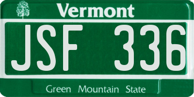VT license plate JSF336