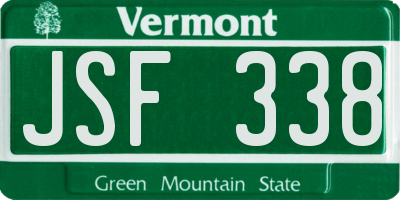 VT license plate JSF338