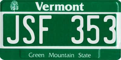 VT license plate JSF353
