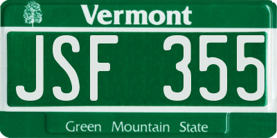 VT license plate JSF355