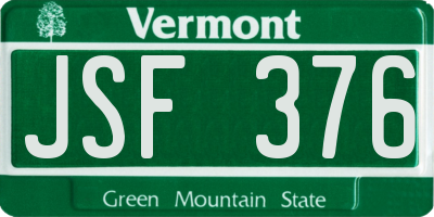 VT license plate JSF376