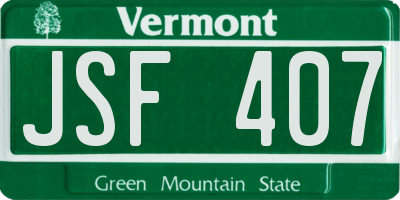 VT license plate JSF407