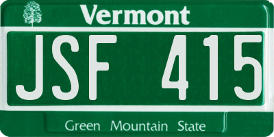 VT license plate JSF415