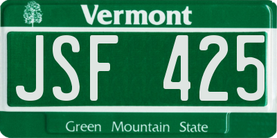 VT license plate JSF425