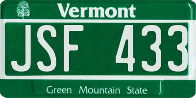 VT license plate JSF433
