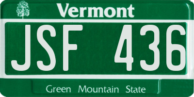 VT license plate JSF436
