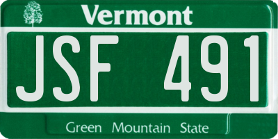 VT license plate JSF491