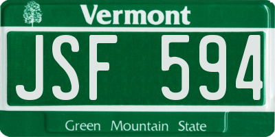VT license plate JSF594