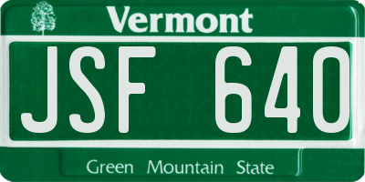 VT license plate JSF640