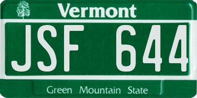 VT license plate JSF644