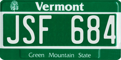 VT license plate JSF684