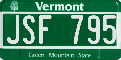 VT license plate JSF795