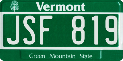 VT license plate JSF819