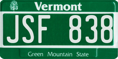 VT license plate JSF838