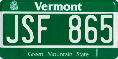VT license plate JSF865