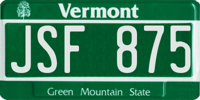 VT license plate JSF875