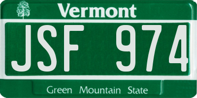 VT license plate JSF974