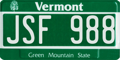 VT license plate JSF988