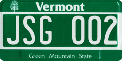 VT license plate JSG002