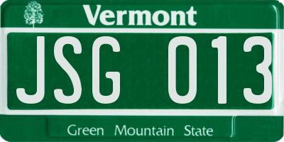 VT license plate JSG013