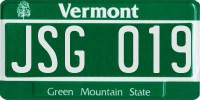 VT license plate JSG019