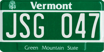 VT license plate JSG047