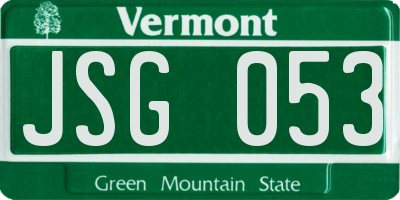 VT license plate JSG053