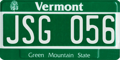 VT license plate JSG056