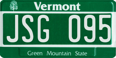 VT license plate JSG095