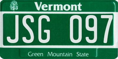 VT license plate JSG097