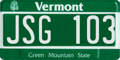 VT license plate JSG103